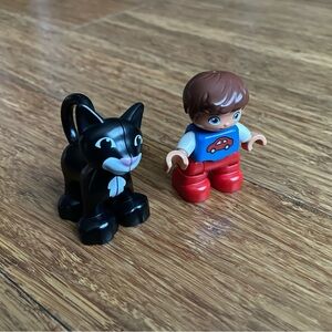 LEGO DUPLO Boy and Black Cat Figure